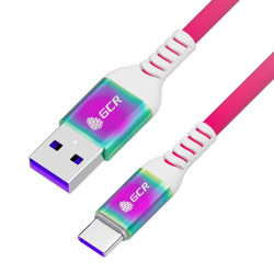 GCR Кабель 1.2m, TypeC, быстрая зарядка 18W, поддержка QC, PD, GRADIENT Радужный, AL case, GCR-55307