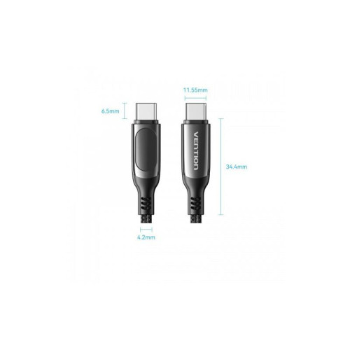 Кабель Vention USB 2.0 CM/CM с LED дисплеем - 1.2м. Чёрный 5А PD100W, шт.