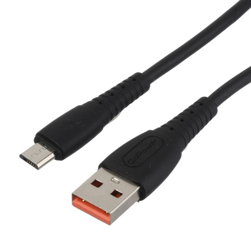 Кабель GoPower GP07M USB (m)-microUSB (m) 1.0м 2.4A силикон черный (1/200/800)