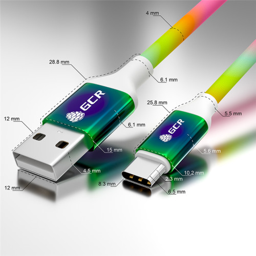 GCR Кабель 1.2m TypeC, для Samsung, ОS Android, быстрая зарядка, GRADIENT, 28/24 AWG, GCR-53075