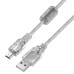 Greenconnect Кабель 1.5m USB 2.0, AM/mini 5P, прозрачный, ферритовое кольцо, 28/28 AWG, экран, армированный, морозостойкий, GCR-UM1M5P-BB2S-1.5m, экран, армированный, морозостойкий