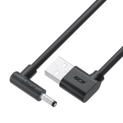 GCR Кабель питания 1.0m USB AM левый угол / DC 3.5х1.35 mm угловой, черный, GCR-56038