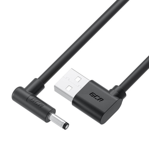 GCR Кабель питания 1.0m USB AM левый угол / DC 3.5х1.35 mm угловой, черный, GCR-56038