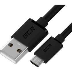 GCR QC Кабель 1.5m MicroUSB, быстрая зарядка, черный TPE, черные коннекторы, 28/22 AWG, GCR-52461