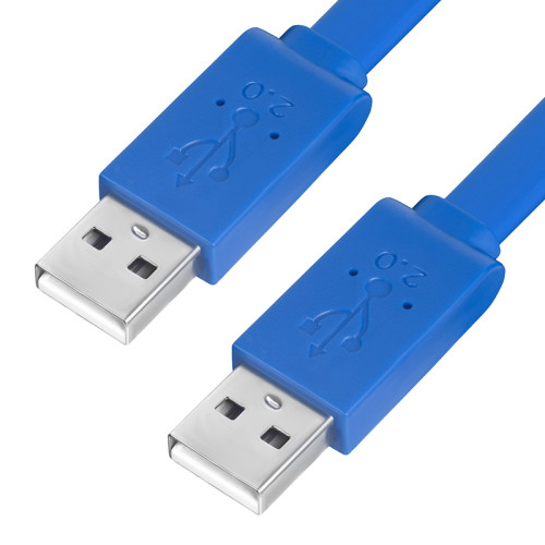 Greenconnect Кабель PROF 0.5m USB 2.0, AM/AM, плоский, синий, морозостойкий, GCR-UM4MF-BD-0.5m