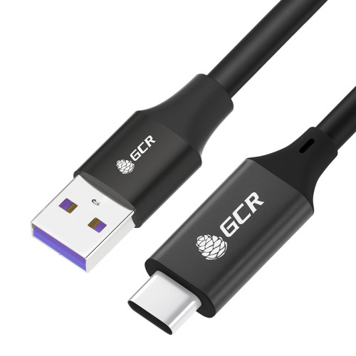 GCR Кабель PROF 2.0m USB 2.0 Type-C PD быстрая зарядка 18W, черный, AL корпус, экран, армирование, заземление, GCR-55465