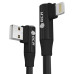 GCR Кабель PREMIUM 0.15m Lightning угловой для PowerBank, MFI, силикон черный, AL case черный, GCR-53914
