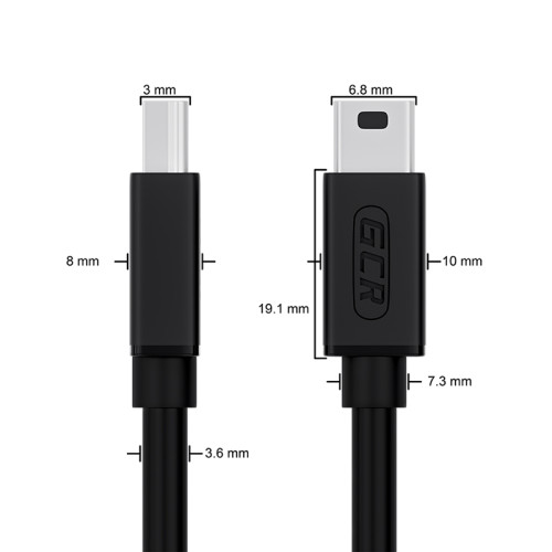 Greenconnect Кабель 3.0m USB 2.0, AM/mini 5P, черный, 28/28 AWG, экран, армированный, морозостойкий, GCR-UM2M5P-BB2S-3.0m