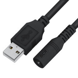 GCR Переходник кабеля питания 1.0m USB AM / DC 3.5х1.35 mm, M/F, GCR-53522