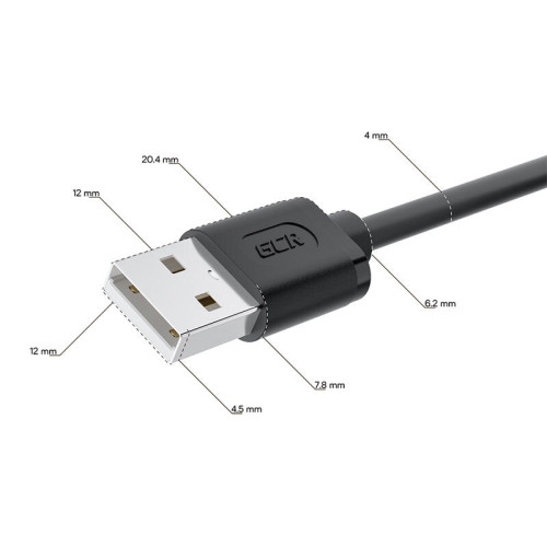 GCR Кабель питания 1.0m USB AM / DC 3.5х1.35 mm угловой, черный, GCR-56035