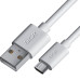 GCR Кабель 0.3m MicroUSB, белый, быстрая зарядка, 28/24 AWG, GCR-53361