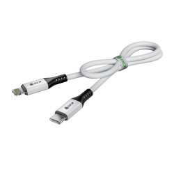 GCR Кабель 0.7m TypeC/Lightning MFI POWER DELIVERY 18 W, быстрая зарядка, белый, корпус белый, черный ПВХ, GCR-53185