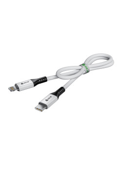 GCR Кабель 0.7m TypeC/Lightning MFI POWER DELIVERY 18 W, быстрая зарядка, белый, корпус белый, черный ПВХ, GCR-53185