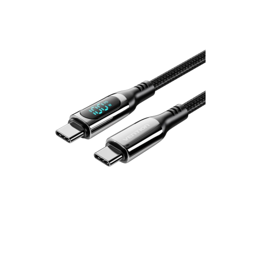 Кабель Vention USB 2.0 CM/CM с LED дисплеем - 1.2м. Чёрный 5А PD100W, шт.