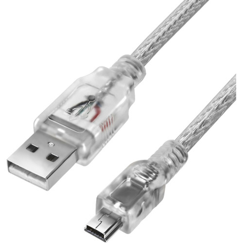 GCR Кабель 0.5m USB 2.0, AM/mini 5P, прозрачный, 28/28 AWG, экран, армированный, морозостойкий, GCR-UM1M5P-BB2S-0.5m