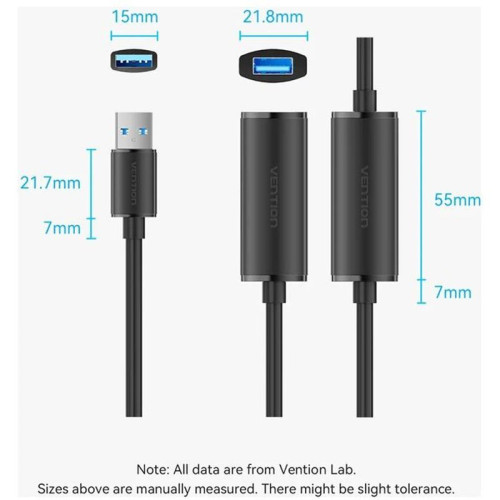 Активный кабель-удлинитель Vention USB 3.0 AM/AF с усилителем - 10м Черный Активный кабель-удлинитель Vention USB 3.0 AM/AF с усилителем - 10м Черный