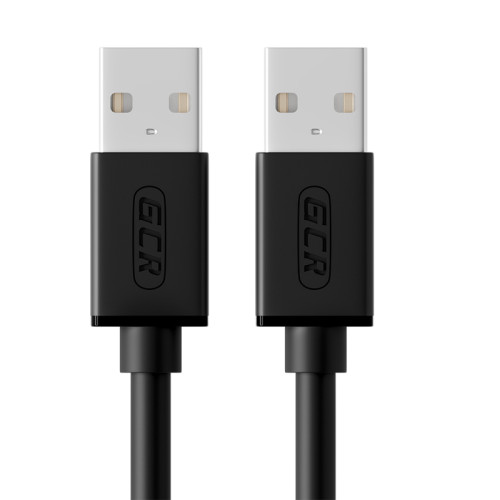 GCR Кабель 0.15m USB 2.0, AM/AM, черный, 28/28 AWG, экран, армированный, морозостойкий