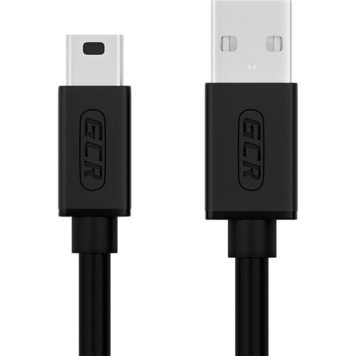 GCR Кабель 0.75m USB 2.0, AM/mini 5P, черный, 28/28 AWG, экран, армированный, морозостойкий, GCR-UM2M5P-BB2S-0.75m