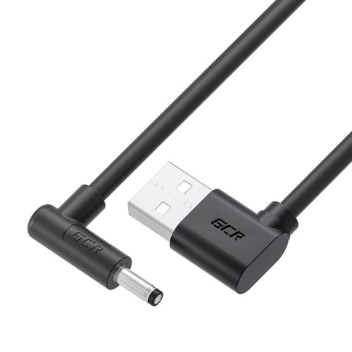GCR Кабель питания 1.0m USB AM левый угол / DC 3.5х1.35 mm угловой, черный, GCR-56038