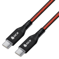 GCR Кабель 1.0m Type C-C POWER DELIVERY 18 W, быстрая зарядка, текстиль красно-черный, AL case, GCR-56730