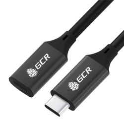 GCR Удлинитель USB 3.1 Type C-С, 0.5m черный, 100W/20V/5A, M/F, TPE, AL сase черный, экран, армированный, GCR-54075