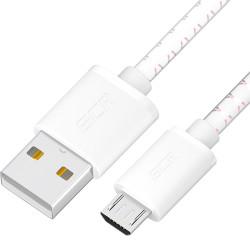 GCR Кабель 1.5m MicroUSB, бело-розовый, белые коннекторы, быстрая зарядка, 28/24 AWG, GCR-54451