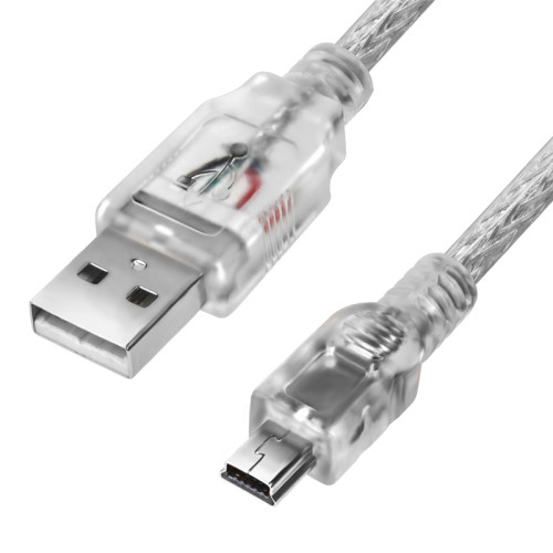 Greenconnect Кабель 3.0m USB 2.0, AM/mini 5P, прозрачный, 28/28 AWG, экран, армированный, морозостойкий, GCR-50795