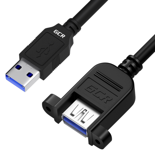 GCR Удлинитель 2.0m USB 3.0, AM/AF крепление под винт, черный, GCR-53902