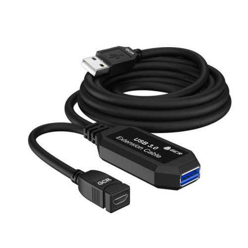 GCR Удлинитель активный 5.0m USB 3.0, AM/AF, черный, с усилителем сигнала, доп.питание micro, GCR-51927 GCR Удлинитель активный 5.0m USB 3.0, AM/AF, черный, с усилителем сигнала, доп.питание micro, GCR-51927