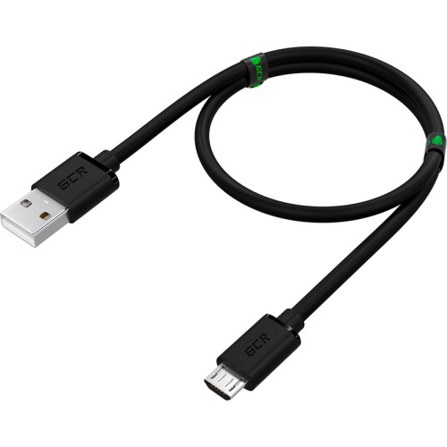 GCR Кабель 1.0m MicroUSB, черный, быстрая зарядка, 28/24 AWG, GCR-53606