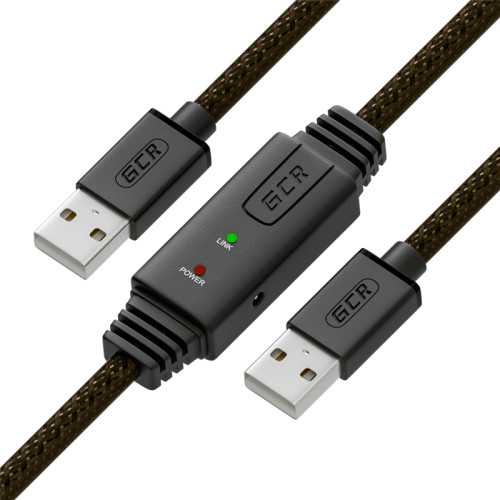 Greenconnect Кабель активный USB 2.0 10.0m Premium AM / AM, 24/22 AWG экран, армированный, морозостойкий, с усилителем и разъёмом для доп.питания, черно-прозрачный, GCR-UM6M-BD2S-10.0m