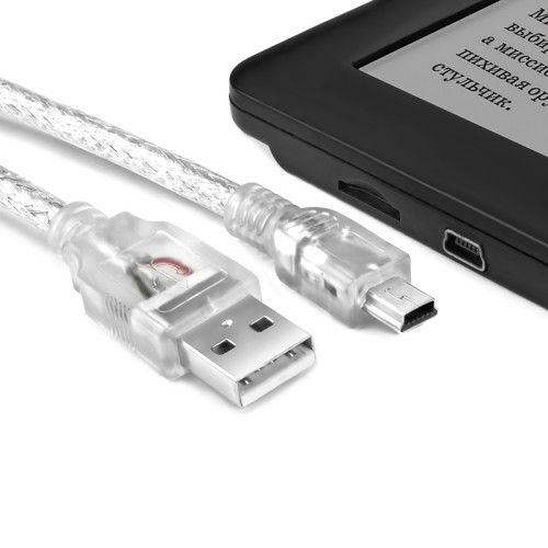 GCR Кабель 0.15m USB 2.0, AM/mini 5P, прозрачный, 28/28 AWG, экран, армированный, морозостойкий, GCR-UM1M5P-BB2S-0.15m