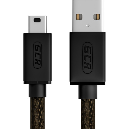 GCR Кабель PROF 1.0m USB 2.0, AM/mini 5P, черно-прозрачный, 28/24 AWG, экран, армированный, морозостойкий, GCR-51197