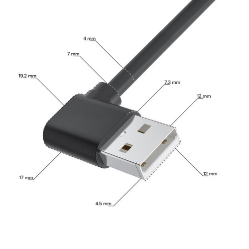GCR Кабель питания 2.0m USB AM левый угол / DC 3.5х1.35 mm угловой, черный, GCR-56039