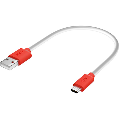 GCR Кабель 0.5m MicroUSB, белый, красные коннекторы, быстрая зарядка, 28/24 AWG, GCR-53214