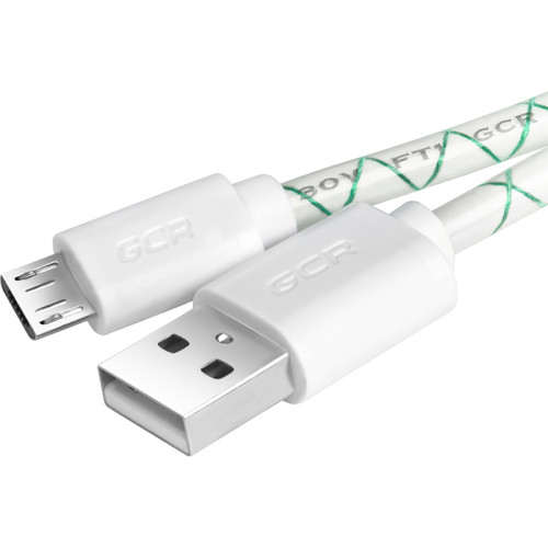 Greenconnect Кабель 2A 1.0m USB 2.0, AM/microB 5pin, бело-зеленый, белые коннекторы, 28/24 AWG, поддержка функции быстрой зарядки, GCR-UA9MCB3-BD-1.0m, морозостойкий.