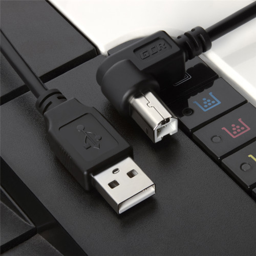 Greenconnect Кабель 3.0m USB 2.0, AM/BM угловой, черный, 28/28 AWG, экран, армированный, морозостойкий, GCR-UPC3M2-BB2S-3.0m