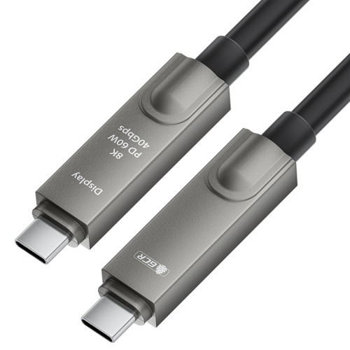 GCR PRO Кабель AOC Type-C 5.0m оптический 8K60Hz, 40Gbps, PD 60W, M/M, черный, GCR-57749
