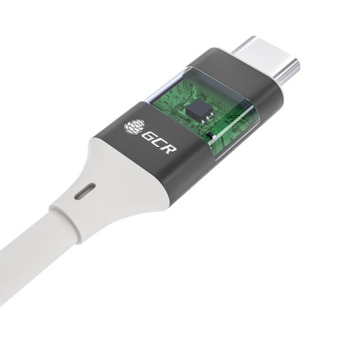 GCR Кабель USB 3.1 (USB 3.2  Gen 1) Type C-С, 0.5m, 100W/20V/5A, M/M, 5 Гбит/с, TPE, AL сase черный, белый, GCR-55455