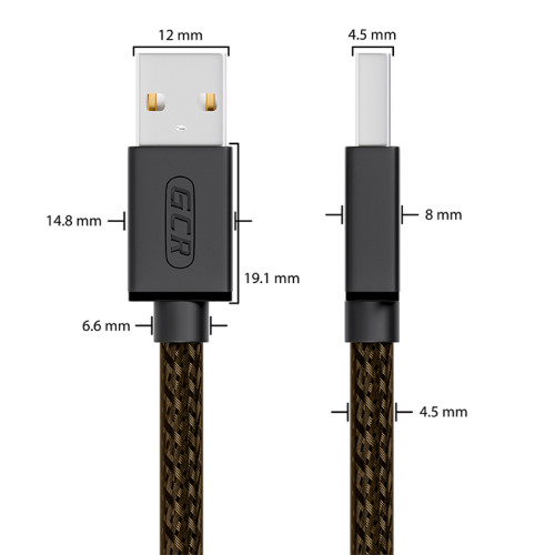 GCR Кабель активный 15.0m USB 2.0, AM/mini 5P, черно-прозрачный, с усилителем сигнала, разъём для доп.питания, 28/24 AWG, GCR-UM2M5P1-BD2S-15.0m