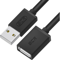 GCR Удлинитель 0.75m USB AM/AF, черный, GCR-UEC6M-BB2S-0.75m