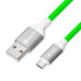 GCR QC Кабель 1.0m MicroUSB, быстрая зарядка, зеленый нейлон, AL корпус серебро, белый ПВХ, 28/24 AWG, GCR-52470