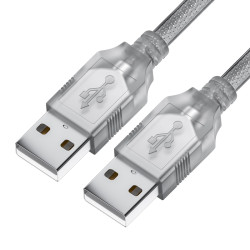 Greenconnect Кабель 1.8m USB 2.0, AM/AM, прозрачный, 28/28 AWG, экран, армированный, морозостойкий, GCR-UM3M-BB2S-1.8m