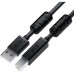 GCR Кабель PROF 0.75m USB 2.0, AM/BM, черный, ферритовые кольца, 28/24 AWG, экран, армированный, морозостойкий, GCR-52416