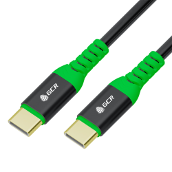 GCR PRO Кабель PREMIUM 0.5m TypeC / TypeC PD 60W, быстрая зарядка для iPhone 15, силикон, черный, GOLD, AL корпус, GCR-56368