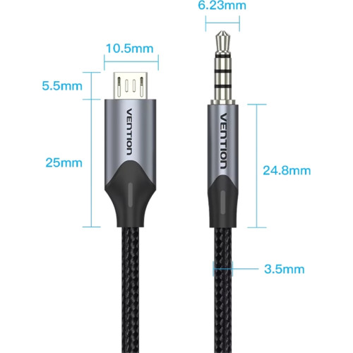 Кабель Vention USB Micro B M/Jack 3,5 mm M - 1.5 м