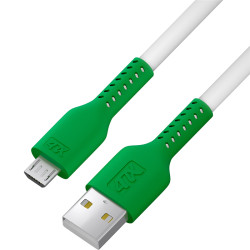 Кабель 1.0m MicroUSB, белый, зеленый ПВХ