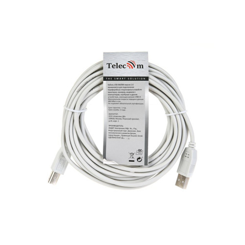 Кабель/ Кабель USB2.0 A-->B (5.0м) Telecom <TC6900-5M> Кабель/ Кабель USB2.0 A-->B (5.0м) Telecom <TC6900-5M>