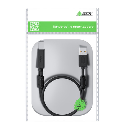 GCR Кабель PROF 0.75m USB 2.0, AM/BM, черный, ферритовые кольца, 28/24 AWG, экран, армированный, морозостойкий, GCR-52416 GCR Кабель PROF 0.75m USB 2.0, AM/BM, черный, ферритовые кольца, 28/24 AWG, экран, армированный, морозостойкий, GCR-52416