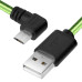 Greenconnect Кабель micro USB 2.01.0m угловой, зеленый нейлон, черные коннекторы, ультрагибкий, 28/28 AWG, AM / microB 5pin GCR-UA12AMCB6-BB2S-1.0m, экран, армированный, морозостойкий